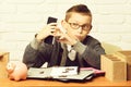 Young cute businessboy Royalty Free Stock Photo