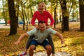 Sport Loving Couple Friends Sitting In Park Royalty Free Stock Photo