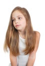 Young cute girl with grey blue eyes and long light brown hair Royalty Free Stock Photo