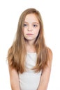 Young cute girl with grey blue eyes and long light brown hair