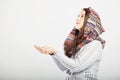 Young cute girl waiting for snow Royalty Free Stock Photo