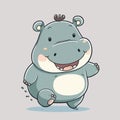 Young cute hippo. Baby hippopotamus. Vector graphics. Illustration for a child.