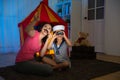 Young cute kid children sailor using telescope Royalty Free Stock Photo