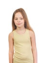 Young cute mysteriously smiling girl with long light brown hair Royalty Free Stock Photo