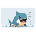 Young cute shark. Baby shark. Vector graphics. Illustration for a child.