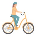 Young cycling athlete icon cartoon vector. Active character