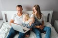 Young dad and mother have fun with her son and daughter Royalty Free Stock Photo