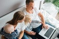 Young dad and mother have fun with her son and daughter Royalty Free Stock Photo