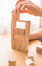 Young dad play with building bricks with small son Royalty Free Stock Photo