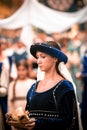 Young damadel Middle Ages at the Palio with flowers