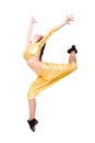 Young dancer jumping against isolated white Royalty Free Stock Photo