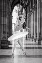 Young dancer with tutu and turqoise trikot Royalty Free Stock Photo