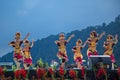 Young dancers in traditional costumes perform a welcome dance in Twin Lake Festival in Bali, Indonesia. June 2018