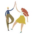 Young dancing people. Happy couple male and female dancers. Smiling men and women enjoying dance party. Royalty Free Stock Photo