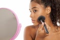 Powder foundation apply Royalty Free Stock Photo