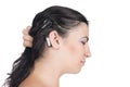 Young deaf or hearing impaired woman with cochlear implant Royalty Free Stock Photo