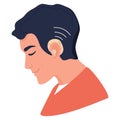 Young deaf man with hearing aid. Hearing disability concept.