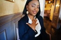 Young deaf mute african american woman using sign language