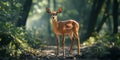 Young Deer in SunDappled Forest Royalty Free Stock Photo