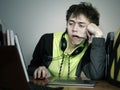 Young designer the man was tired to work Royalty Free Stock Photo