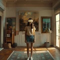 a young designer with virtual reality goggles