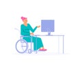 Young disabled female character at work