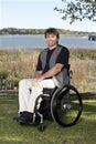 Young disabled man in wheelchair