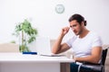 Young disabled man working from house Royalty Free Stock Photo