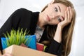 Young dismissed female worker portrait