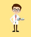 Young Doctor Assistant with Medicines Vector