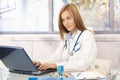 Young doctor busy in office using laptop Royalty Free Stock Photo