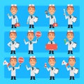 Young doctor in different poses and emotions Pack 1. Big character set