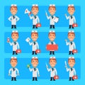 Young doctor in different poses and emotions Pack 2. Big character set