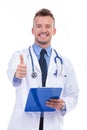 Young doctor with good news Royalty Free Stock Photo