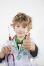 Young doctor holds a syringe in his hand filled with vaccine