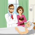 Young doctor and nurse visiting a senior old man patient Royalty Free Stock Photo
