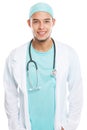 Young doctor smiling happy face upper body occupation job isolated on white Royalty Free Stock Photo