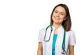 Young doctor woman smile face with stethoscope