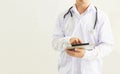 Young doctor working with digital teblet electronic health records telemedicine or teleconference, technology healthcare and healt Royalty Free Stock Photo