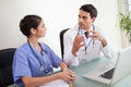 Young doctors working with a laptop Royalty Free Stock Photo