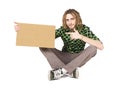 Young dreadlock man with plate isolated Royalty Free Stock Photo