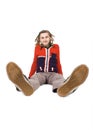 Young dreadlock man sits isolated