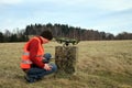 Drone operator is testing new equipment. Royalty Free Stock Photo