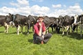 Young dutch farmer with his cows