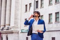 Young East Indian American Business Man traveling, working in New York City Royalty Free Stock Photo