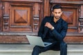 Young East Indian American Businessman with beard working in New York City Royalty Free Stock Photo