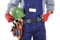 Young electrician technician in clothes and work tools isolated Royalty Free Stock Photo