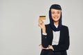 young and elegant arabian airlines stewardess Royalty Free Stock Photo