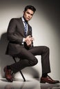 Young elegant business man sitting Royalty Free Stock Photo