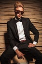 Young elegant business man wearing suglasses Royalty Free Stock Photo